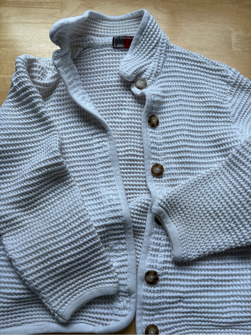 Lightweight White Knit Button-Up Sweater Jacket - Unbranded